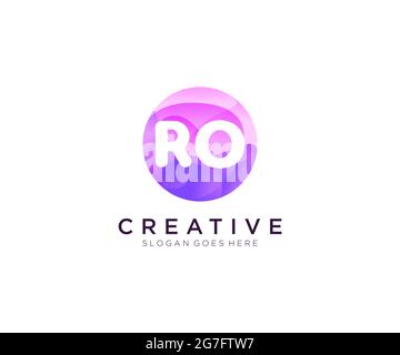 RO initial logo With Colorful Circle template Stock Vector