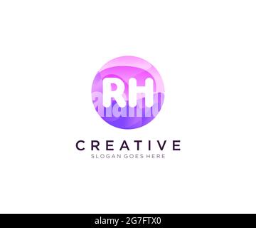 RH initial logo With Colorful Circle template Stock Vector