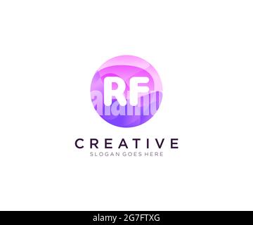 RF initial logo With Colorful Circle template Stock Vector