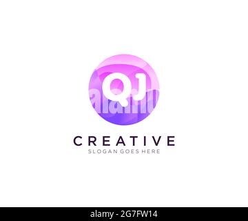 QJ initial logo With Colorful Circle template Stock Vector