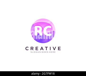RC initial logo With Colorful Circle template Stock Vector