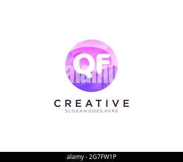 QF initial logo With Colorful Circle template Stock Vector