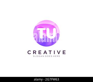 TU initial logo With Colorful Circle template Stock Vector