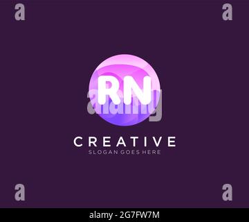 RN initial logo With Colorful Circle template Stock Vector
