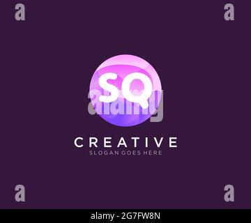 SQ initial logo With Colorful Circle template Stock Vector