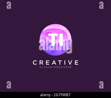 TI initial logo With Colorful Circle template Stock Vector
