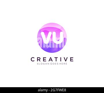 VU initial logo With Colorful Circle template Stock Vector