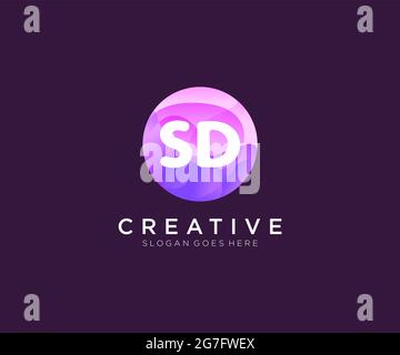 SDinitial logo With Colorful Circle template Stock Vector