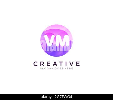VM initial logo With Colorful Circle template Stock Vector