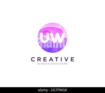 UW initial logo With Colorful Circle template Stock Vector