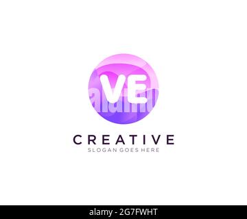 VE initial logo With Colorful Circle template Stock Vector