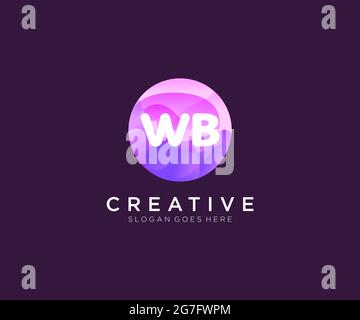 WB initial logo With Colorful Circle template Stock Vector