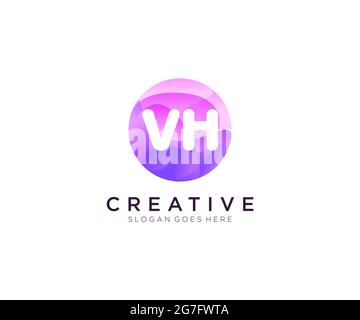 VH initial logo With Colorful Circle template Stock Vector