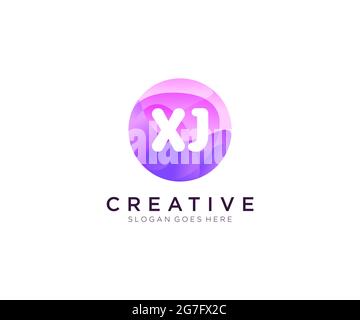 XJ initial logo With Colorful Circle template Stock Vector