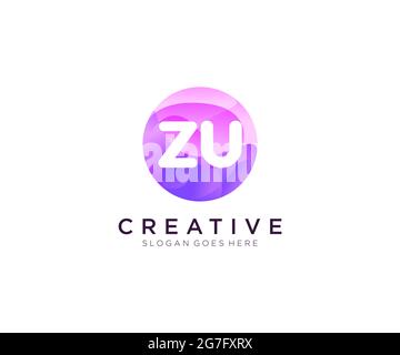 ZU initial logo With Colorful Circle template Stock Vector