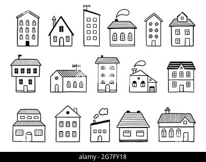 Small town neighborhood line art vector Stock Vector Image & Art - Alamy