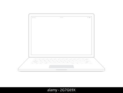Laptop computer notebook outline on white background. illustrator vector. Stock Vector