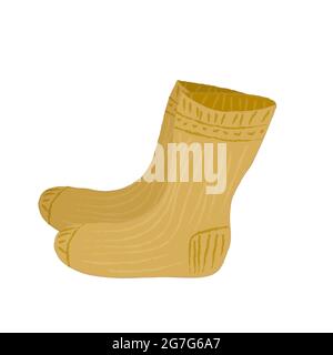 Yellow socks cartoon style isolated on white Vector Image