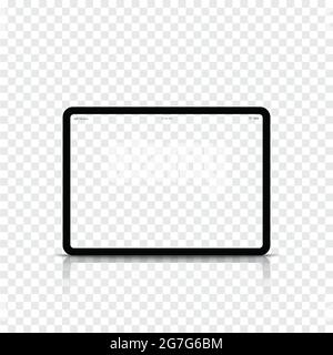 Modern realistic black tablet computer with transparent screen. Vector illustration. Stock Vector