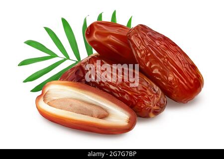 Dates isolated on white background with clipping path and full depth of field. Stock Photo