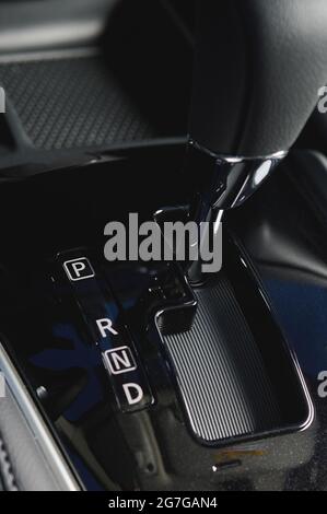 Car gear stick in park position close up view Stock Photo