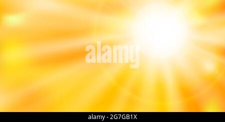 Hot sun. Heat wave. Global warming and climate change concept. Vector illustration Stock Vector