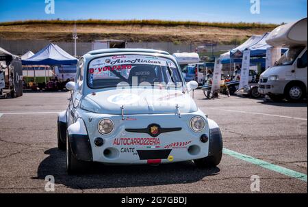 Vallelunga June 12 2021, Fx series racing. Classic old fashioned Fiat 500 Abarth racing style italian tradition Stock Photo
