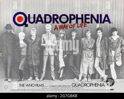 Quadrophenia (1979) directed by Franc Roddam and starring Phil Daniels, Toyah Willcox, Sting, Leslie Ash, Phil Davis, Ray Winstone and Mark Wingett. British cult classic about a Mod who who escapes this day to day miserable life by partying, fighting and riding his scooter. Stock Photo