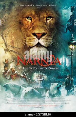 The Chronicles of Narnia: The Lion, the Witch and the Wardrobe (2005) directed by Andrew Adamson and starring Tilda Swinton, Georgie Henley, William Moseley and James McAvoy. Big screen adaptation of C.S. Lewis' classic story about 4 children who travel through a wardrobe to the magical land of Narnia. Stock Photo