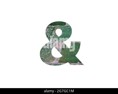 And sign of the alphabet made with green tiles isolated on a white background Stock Photo