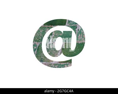 Mail sign, at sign of the alphabet made with green tiles isolated on a white background Stock Photo
