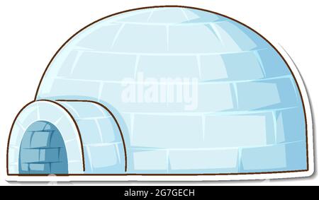 Sticker Ice igloo house on white background illustration Stock Vector