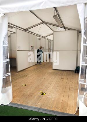 Mobile COVID-19 testing site ready for citizens Stock Photo