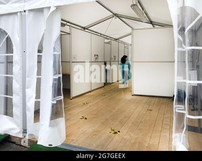 Mobile COVID-19 testing site ready for citizens Stock Photo