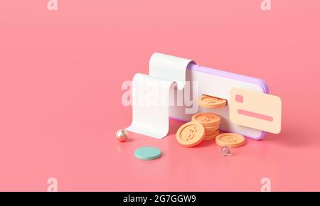 Online money transfer payment, Secure online payment and mobile banking concept. 3D render illustration Stock Photo
