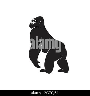 Vector of gorilla monkey design on white background. Easy editable layered vector illustration. Wild Animals. Stock Vector