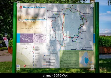 BOHMTE, GERMANY. JUNE 27, 2021 Dammer Natural Park. Navigation desk, maps information for tourists Stock Photo