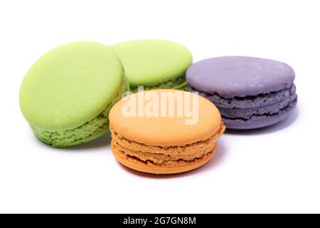 Group of colorful macaroons isolated over white background Stock Photo