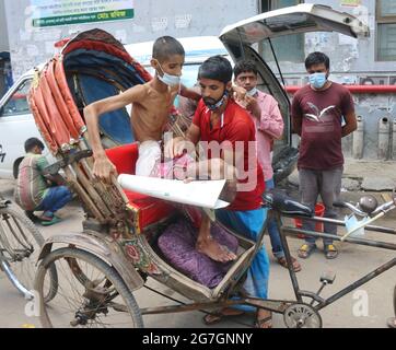 July 14,2021. Dhaka,Bangladesh: Saiful Islam, age 14 years. He was admitted to the burn unit of Dhaka Medical Hospital for three months and twenty day Stock Photo