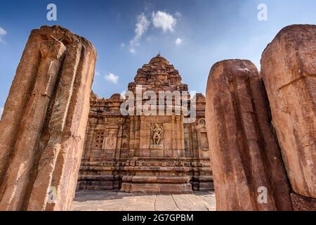 The Mallikarjuna Temple at Pattadakal temple complex, dating to the 7th-8th century, the early Chalukya period, Karnataka, India Stock Photo