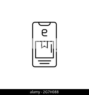 E-commerce smartphone, box, delivery outline vector icon. Stock Vector