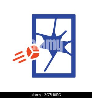 Broken store vector glyph icon. Broken windows and facades of store buildings. Vandalism in the central streets. Demonstration, protest, strike, revol Stock Vector