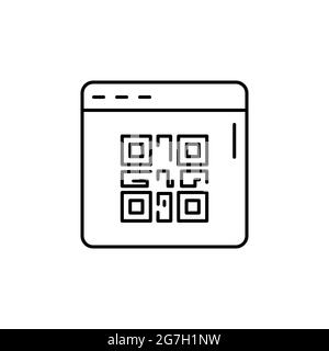E-commerce QR code, web site, page outline vector icon. Stock Vector