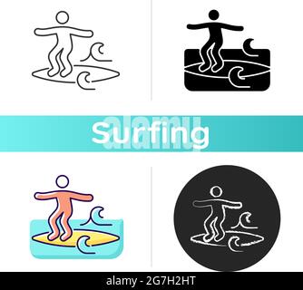 Noseriding surfing technique icon Stock Vector