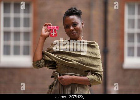Natasha Gordon after being made an MBE for services to Drama following an investiture ceremony at St James's Palace in central London. Picture date: Wednesday July 14, 2021. Stock Photo