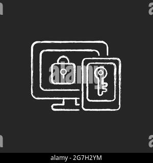Multi-factor authentication chalk white icon on dark background Stock Vector