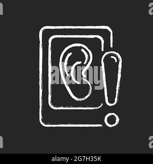 Eavesdropping on mobile devices chalk white icon on dark background Stock Vector