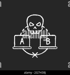 Sniffing attack chalk white icon on dark background Stock Vector