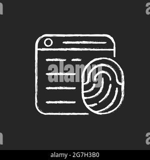 Browser fingerprinting chalk white icon on dark background Stock Vector