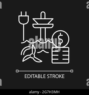 Tidal energy price white linear icon for dark theme Stock Vector